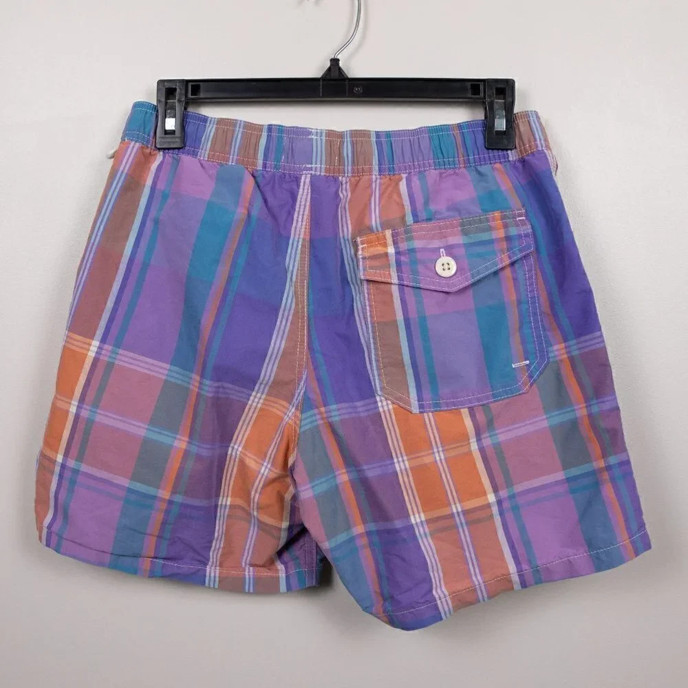 J Crew Yard Dyed plaid swim trunks-S